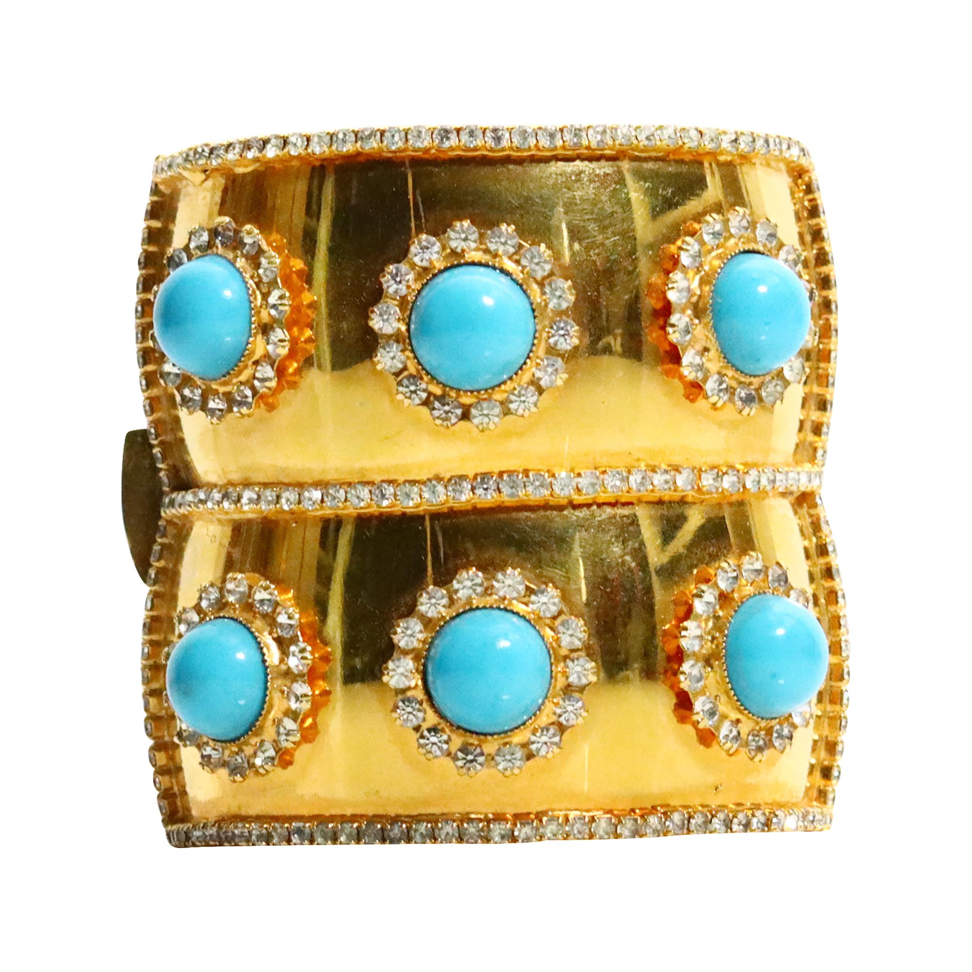 DeLillo-Armband aus goldfarbenem Kristall mit türkisfarbenem Faux-Turquoise, ca.!970er im Angebot 5
