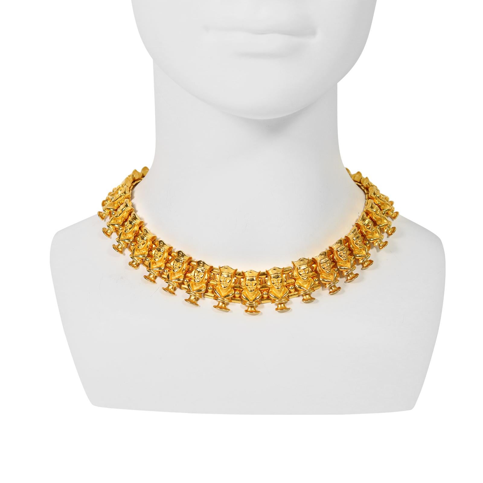 Vintage deLillo Gold Tone Kings Men Necklace.  It appears to be All The King's Men on a Link Necklace. 16.25