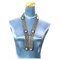 Vintage Delillo-Halskette mit Quarzstcken und schwarzen Kristallen, ca. 1970er Jahre