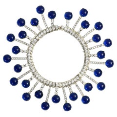 Halskette von deLillo mit Strass und blauem Cabochon