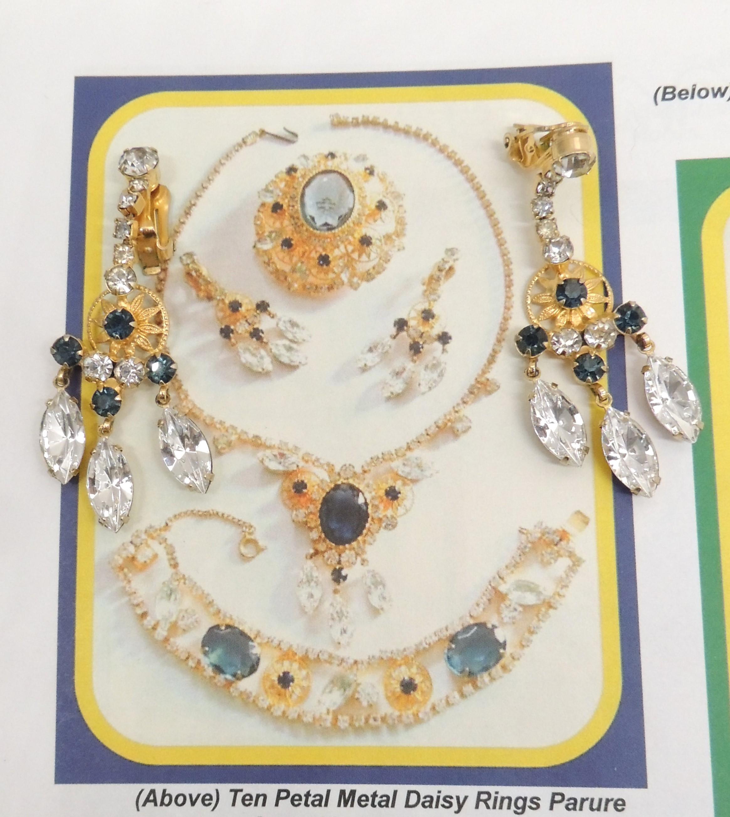 Women's Vintage Delizza Elster Book Piece Faux-Sapphire Rhinestone Chandelier Earrings