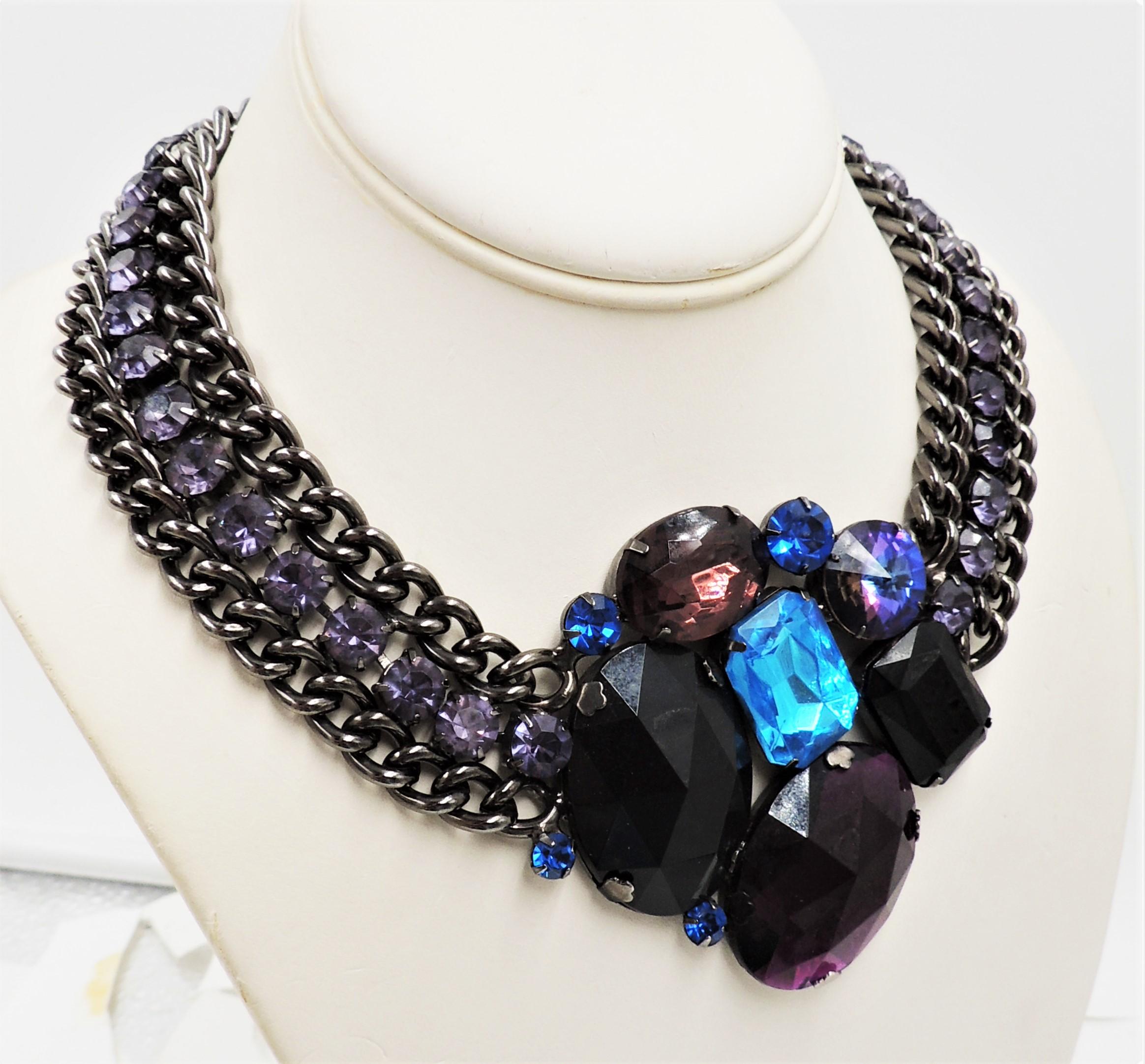 Modern Vintage Delizza & Elster for Alexis Kirk Book Piece Rhinestone Necklace For Sale