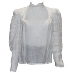 Vintage Della Porta Linen and Lace Blouse