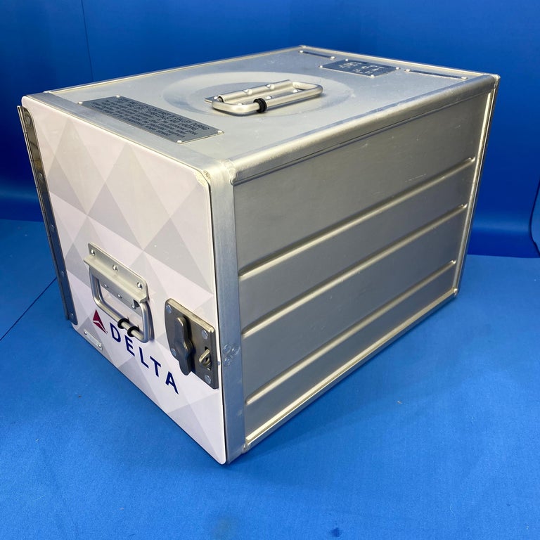 Vintage Delta Airlines Aluminum Galley Container Box at 1stDibs 