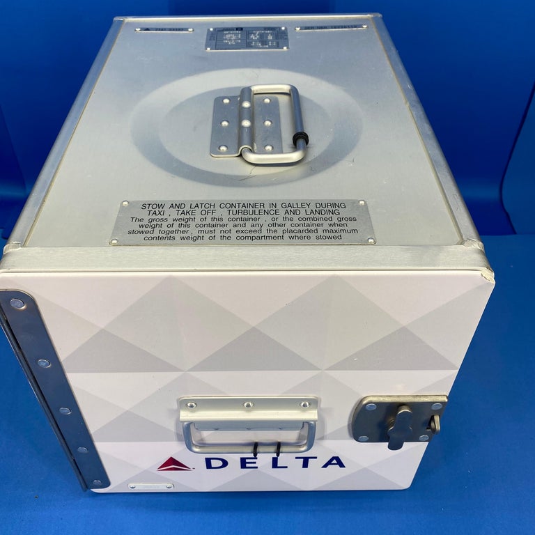 Vintage Delta Airlines Aluminum Galley Container Box at 1stDibs