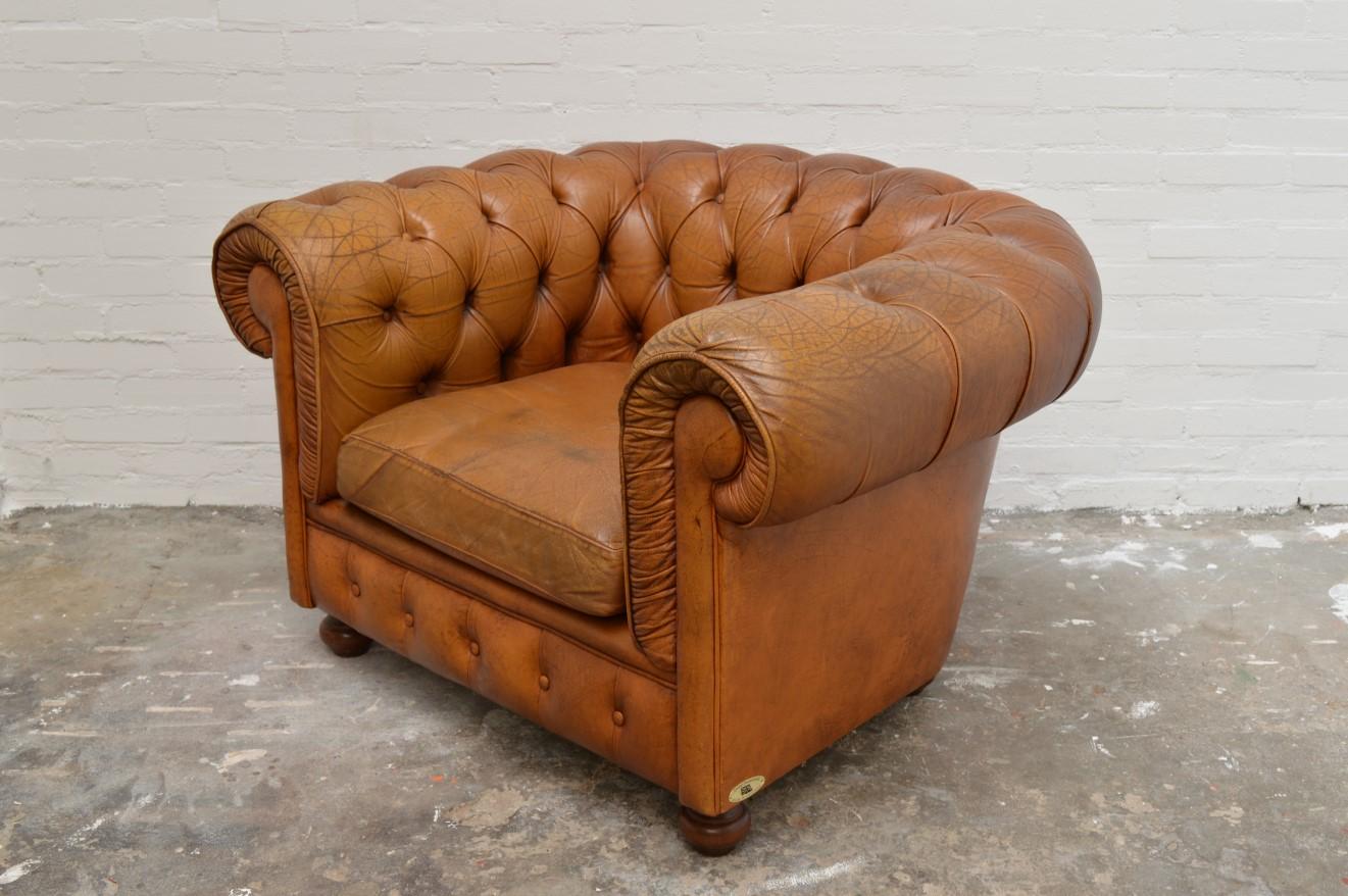 Vintage Delta Chesterfield Chair in Cognac Leather 1