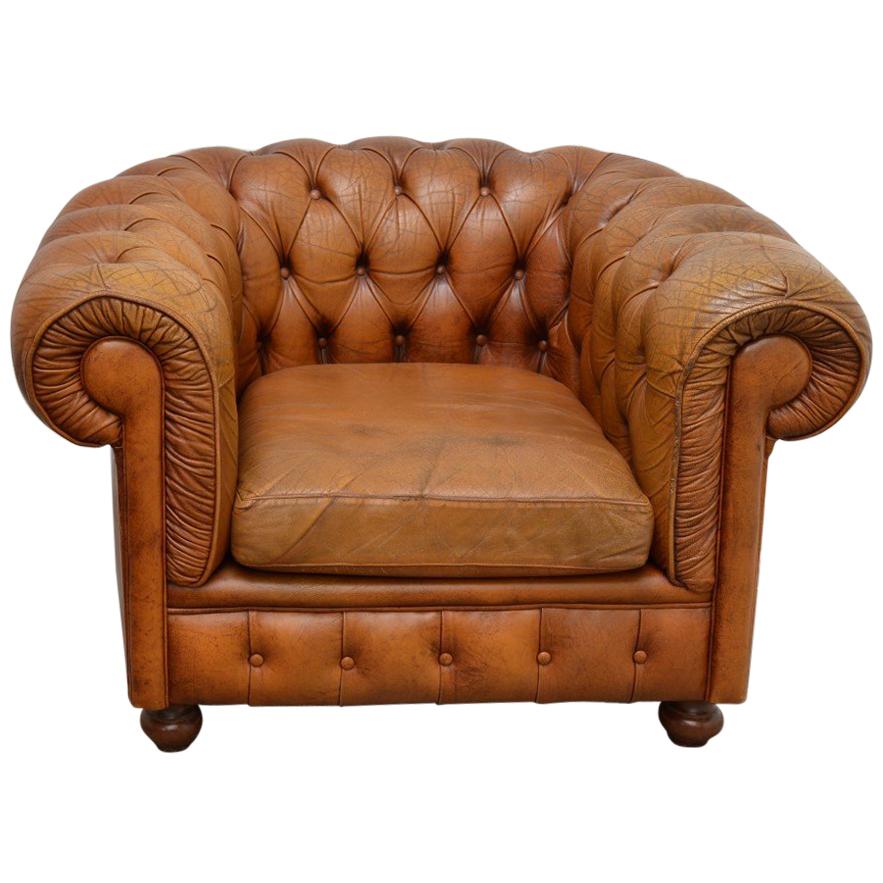 Vintage Delta Chesterfield Chair in Cognac Leather
