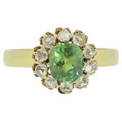 Vintage Demantoid and Diamond Cluster Ring