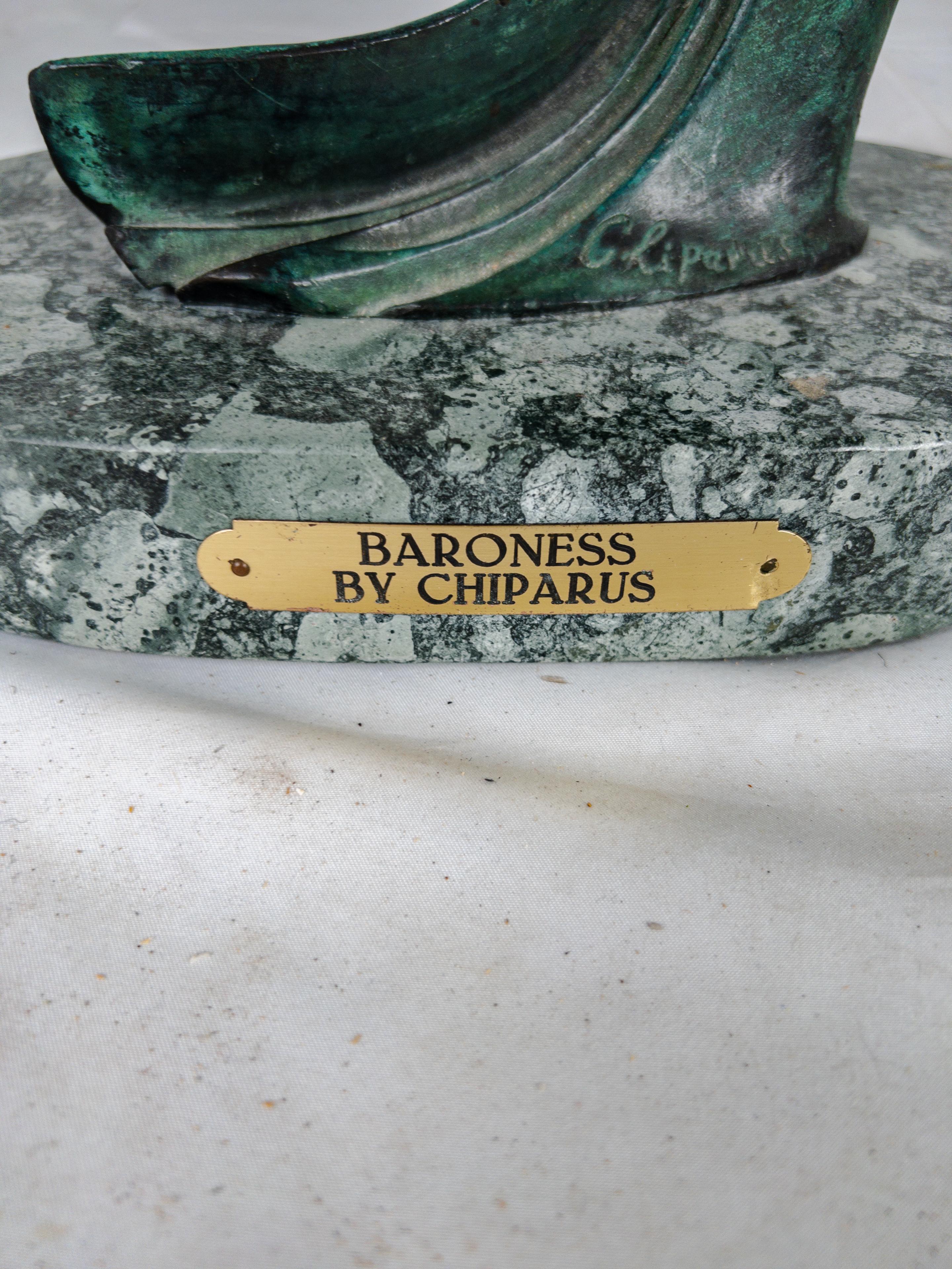 Vintage Demetre Chiparus Baroness Art Deco Bronze Sculpture In Good Condition In Houston, TX