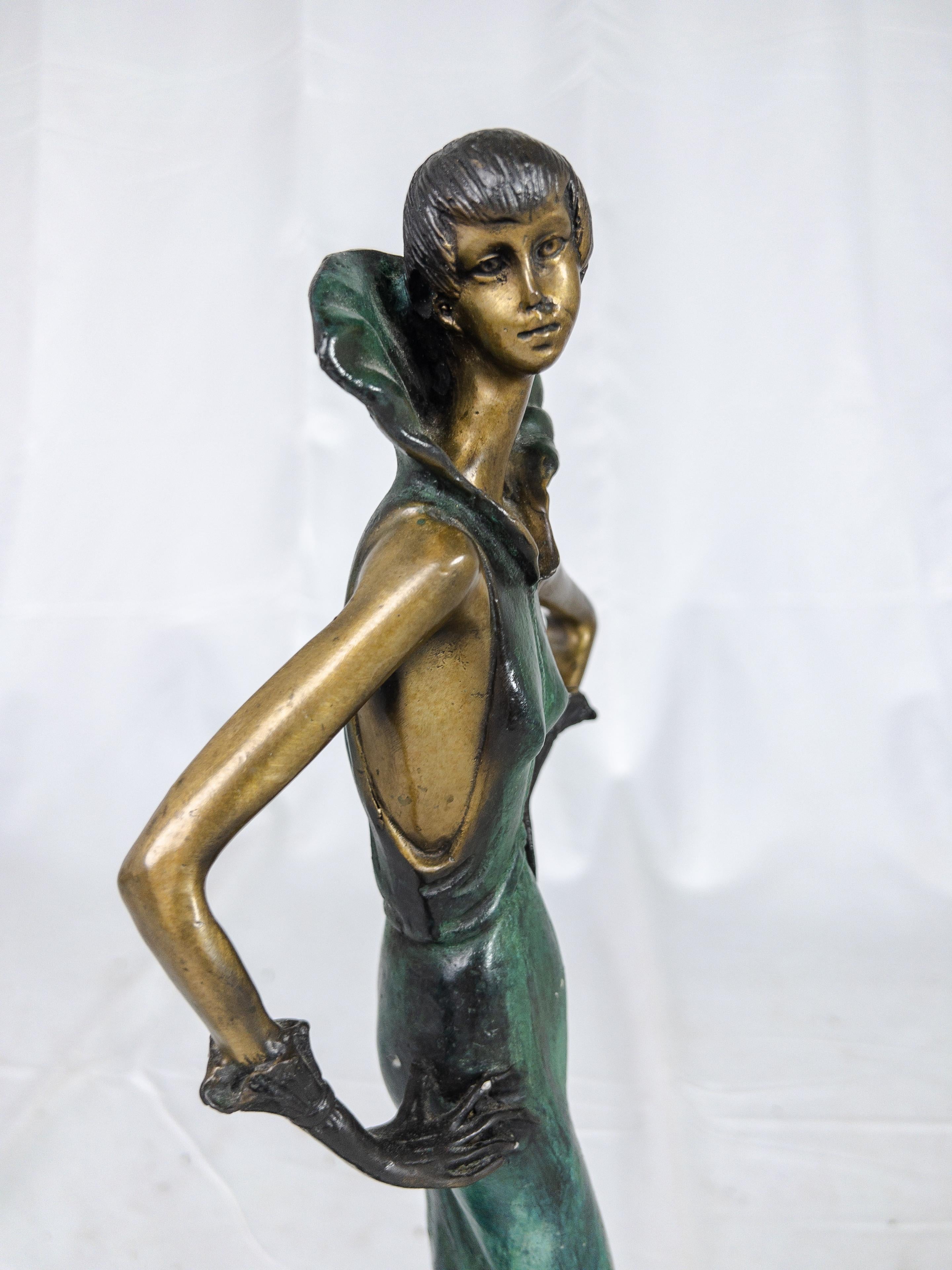 20th Century Vintage Demetre Chiparus Baroness Art Deco Bronze Sculpture