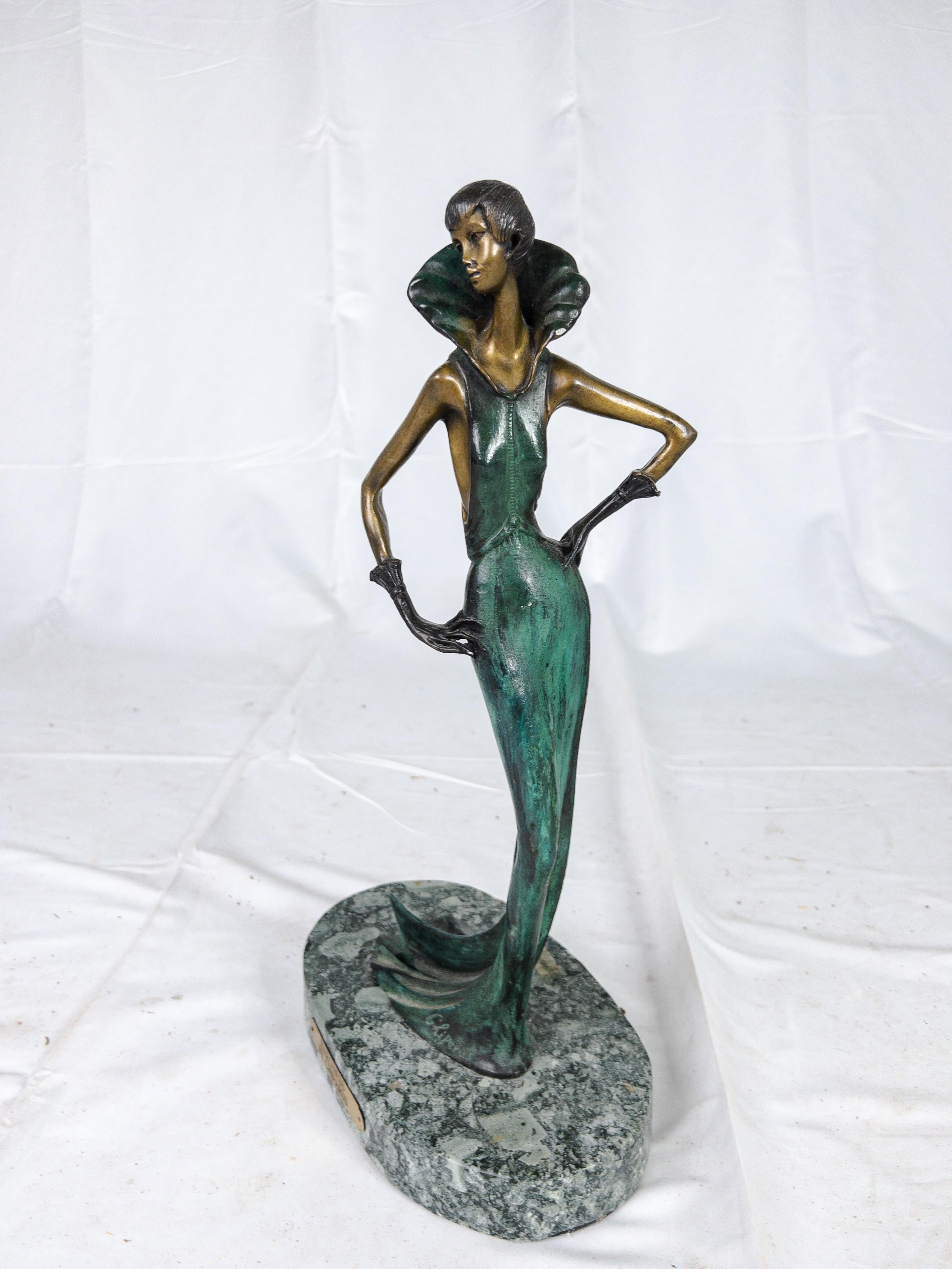 Vintage Demetre Chiparus Baroness Art Deco Bronze Sculpture 1
