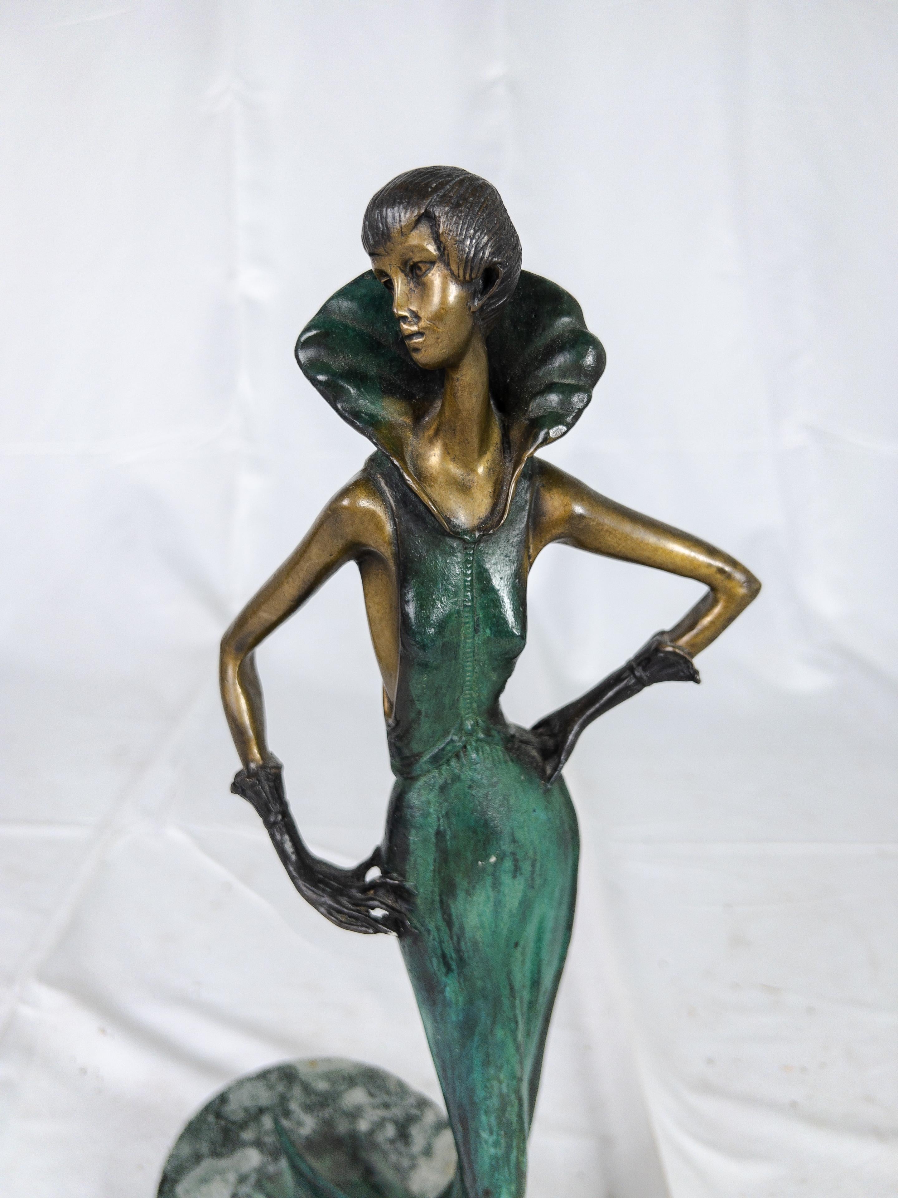 Vintage Demetre Chiparus Baroness Art Deco Bronze Sculpture 2