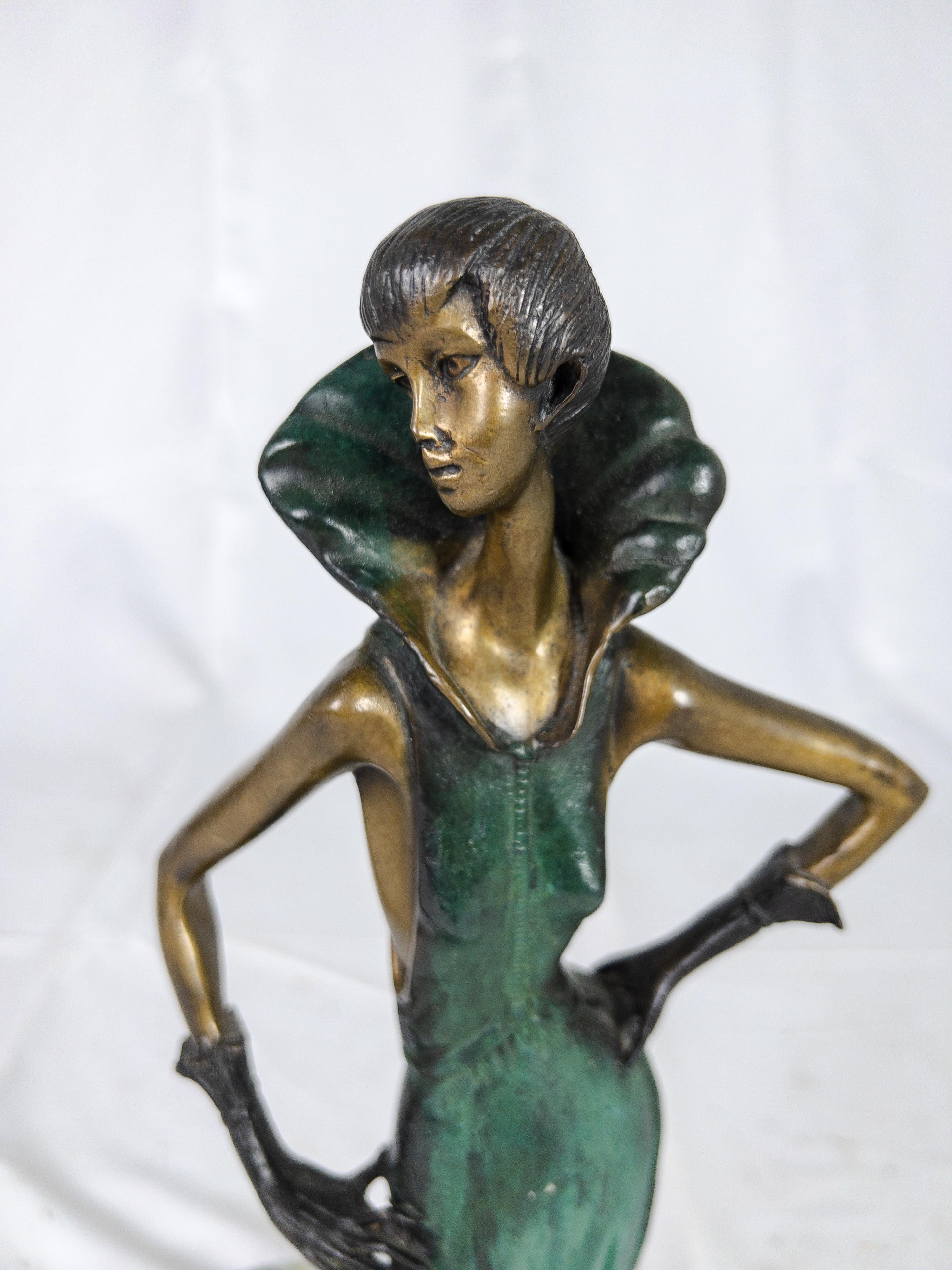 Vintage Demetre Chiparus Baroness Art Deco Bronze Sculpture 3