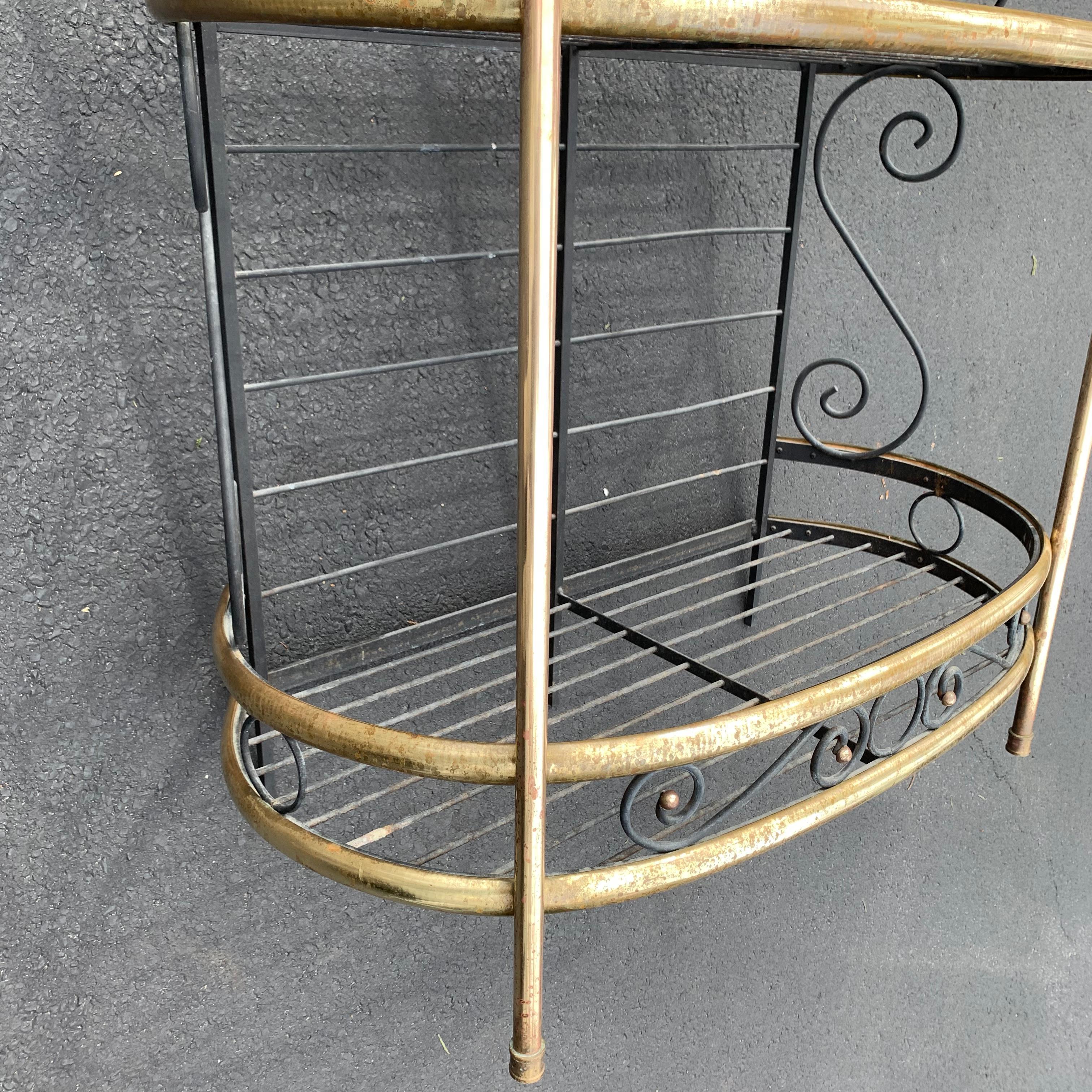 Vintage Demilune Bakers Rack with Brass Decorations 11