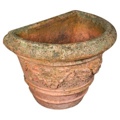 Retro Demi Lune Planter, Italian Terracotta Jardiniere, Impruneta, Mid Century