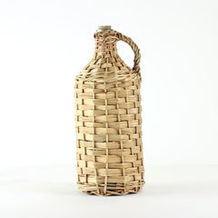 Vintage Demojohn  Woven Wicker Bottle, Czechoslovakia 1950s
