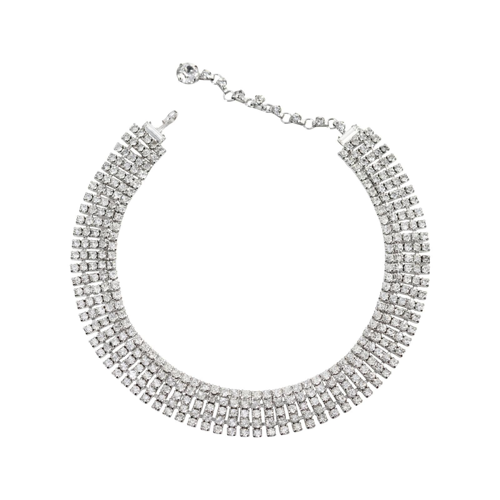 Donna Collana girocollo vintage Denbe con diamanti incastonati Circa 1960 in vendita