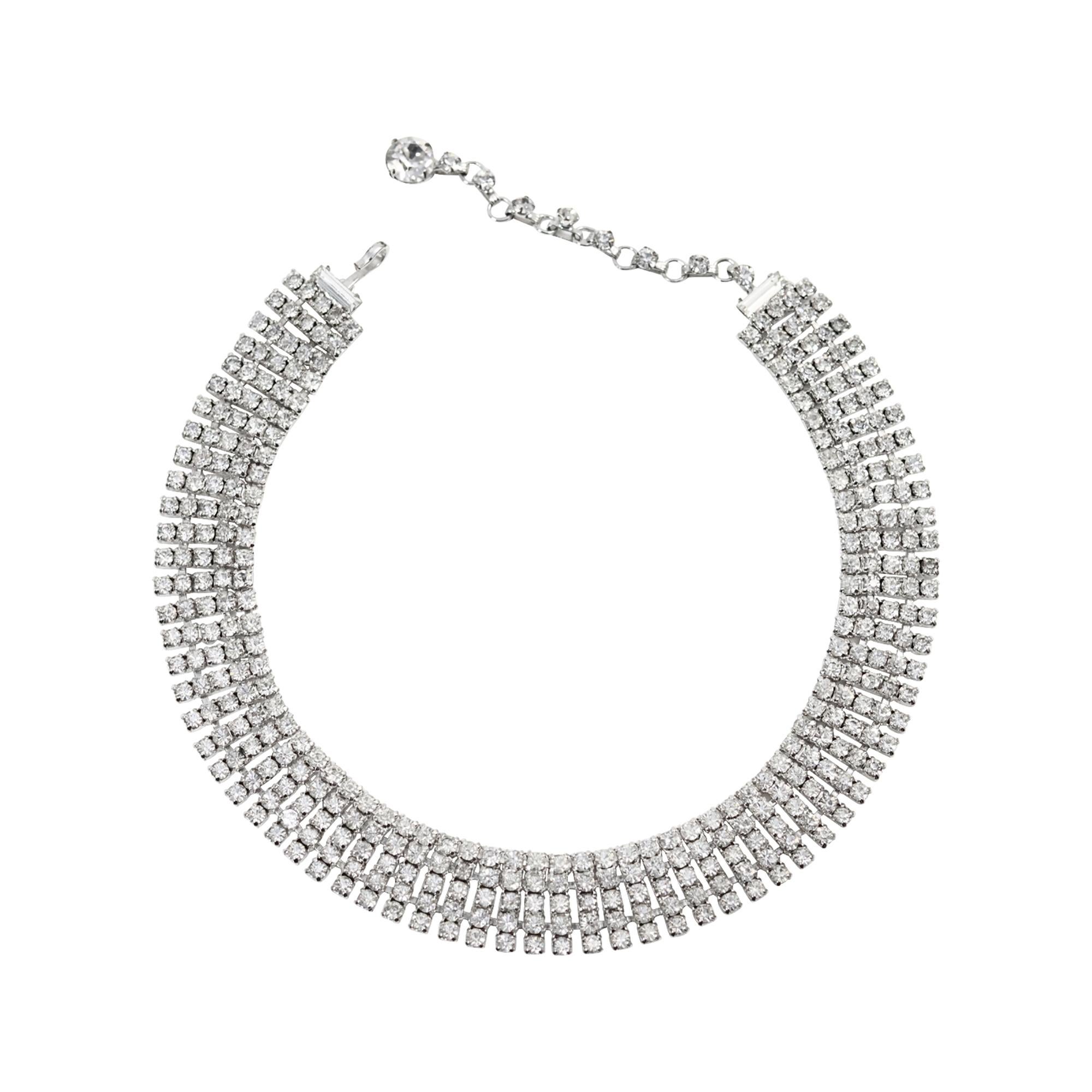 Donna Collana girocollo vintage Denbe con diamanti incastonati Circa 1960 in vendita