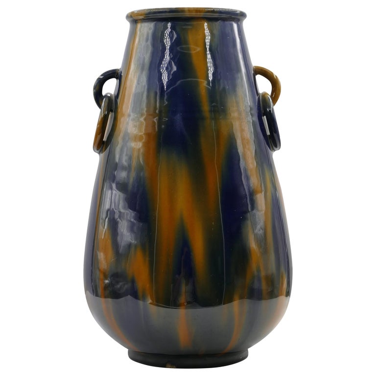 Vintage Denby Pottery Vase with Rings, Late 20th Century For Sale at