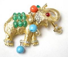 Vintage DeNicola 1960s Ornate Elephant Pin