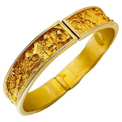 Vintage DENICOLA gold tone clamper bangle designer bracelet