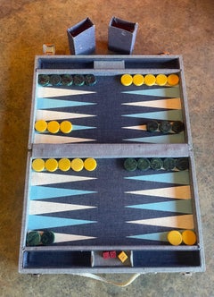 Vintage Denim & Bakelite Backgammon Set