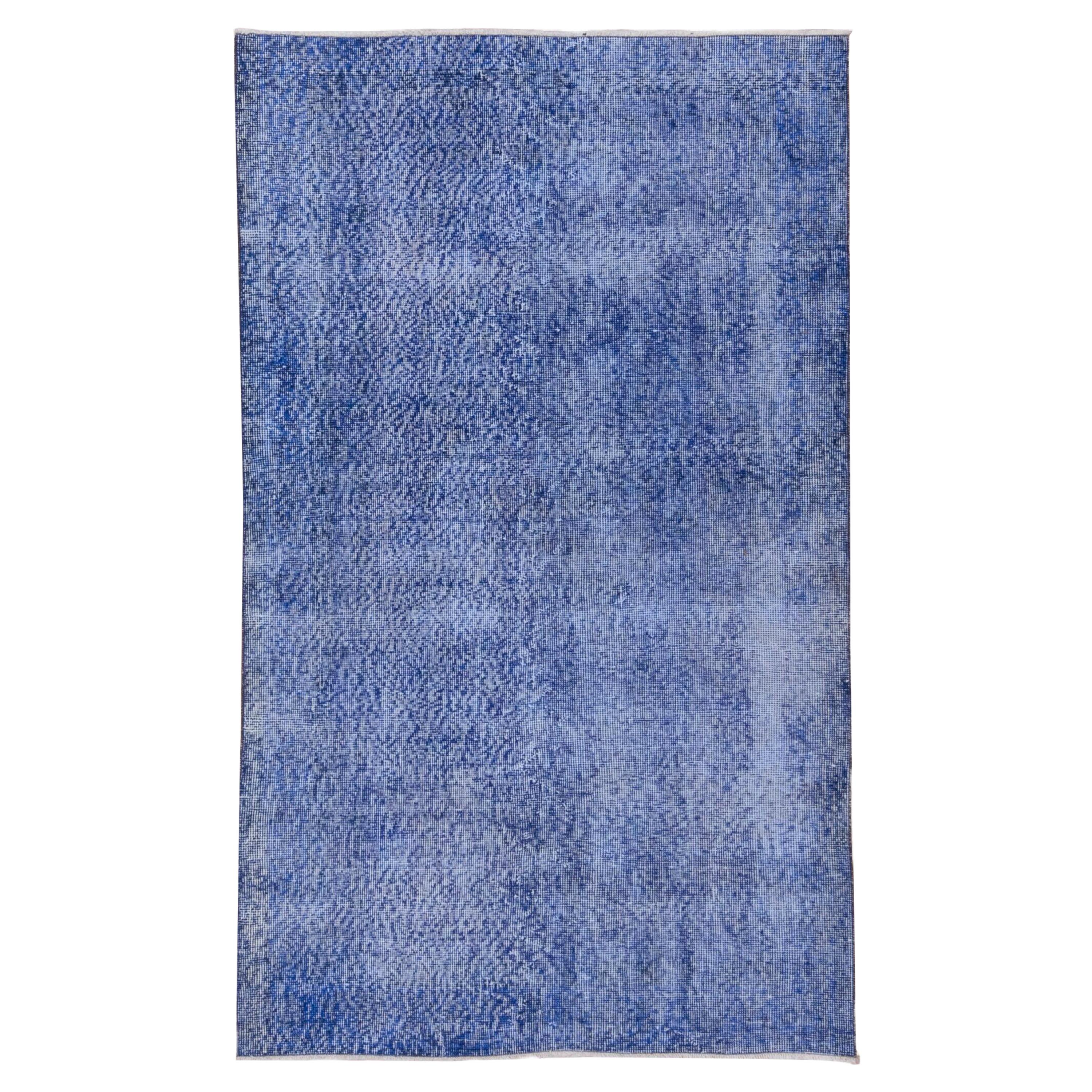 Vintage Indigo Blue Abstract Design Tribal Rug For Sale at 1stDibs