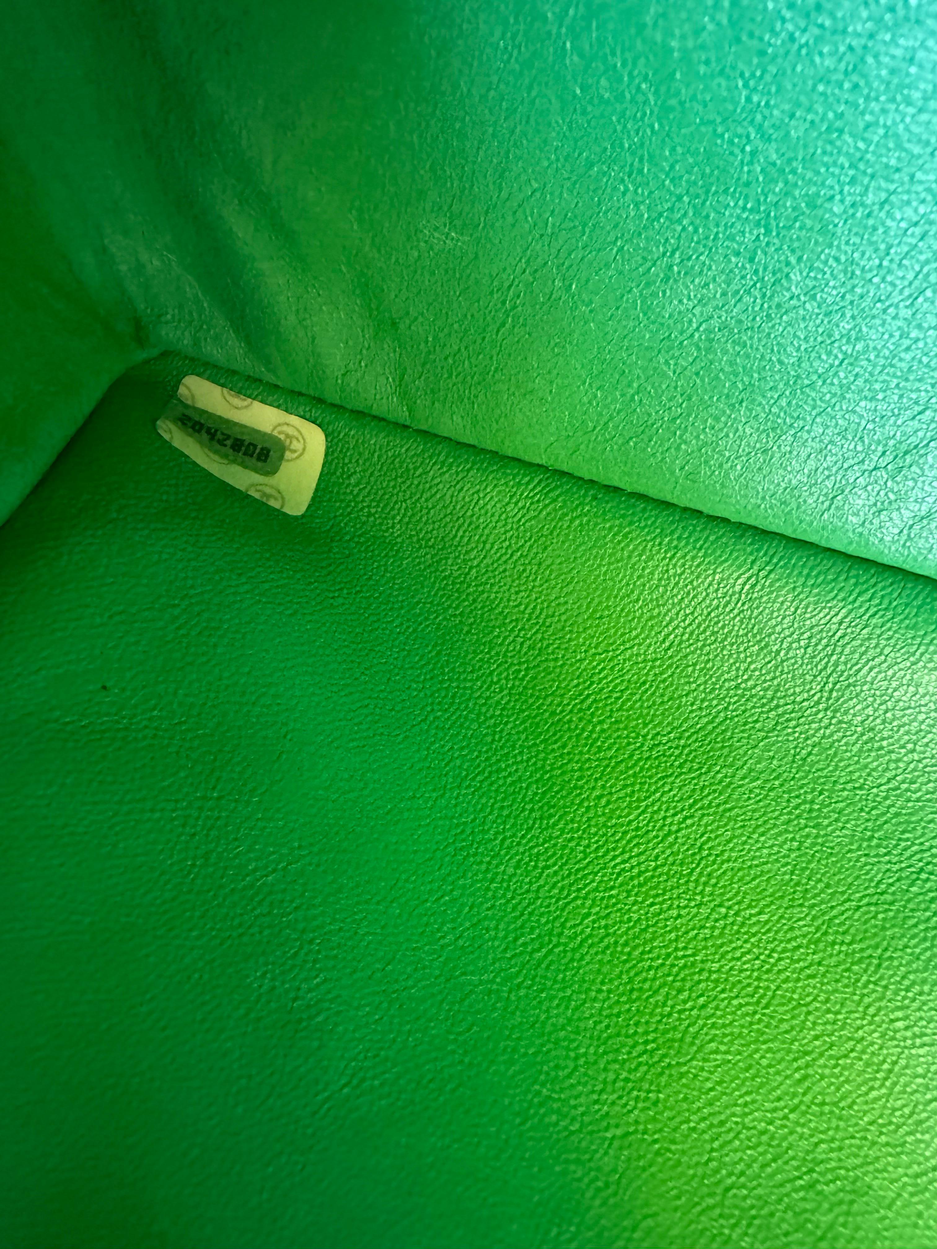 Chanel Vintage Denim Green Maxi Jumbo Single Flap For Sale 10