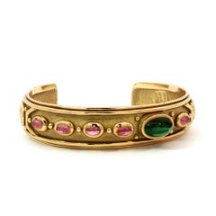 Vintage Denise Roberge Bracciale con tormalina egiziana Revival in oro 18 carati
