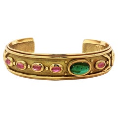 Vintage Denise Roberge Bracciale con tormalina egiziana Revival in oro 18 carati