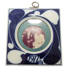 Used Denmark, 1977 Blue and White Porcelain Picture Photo Frame