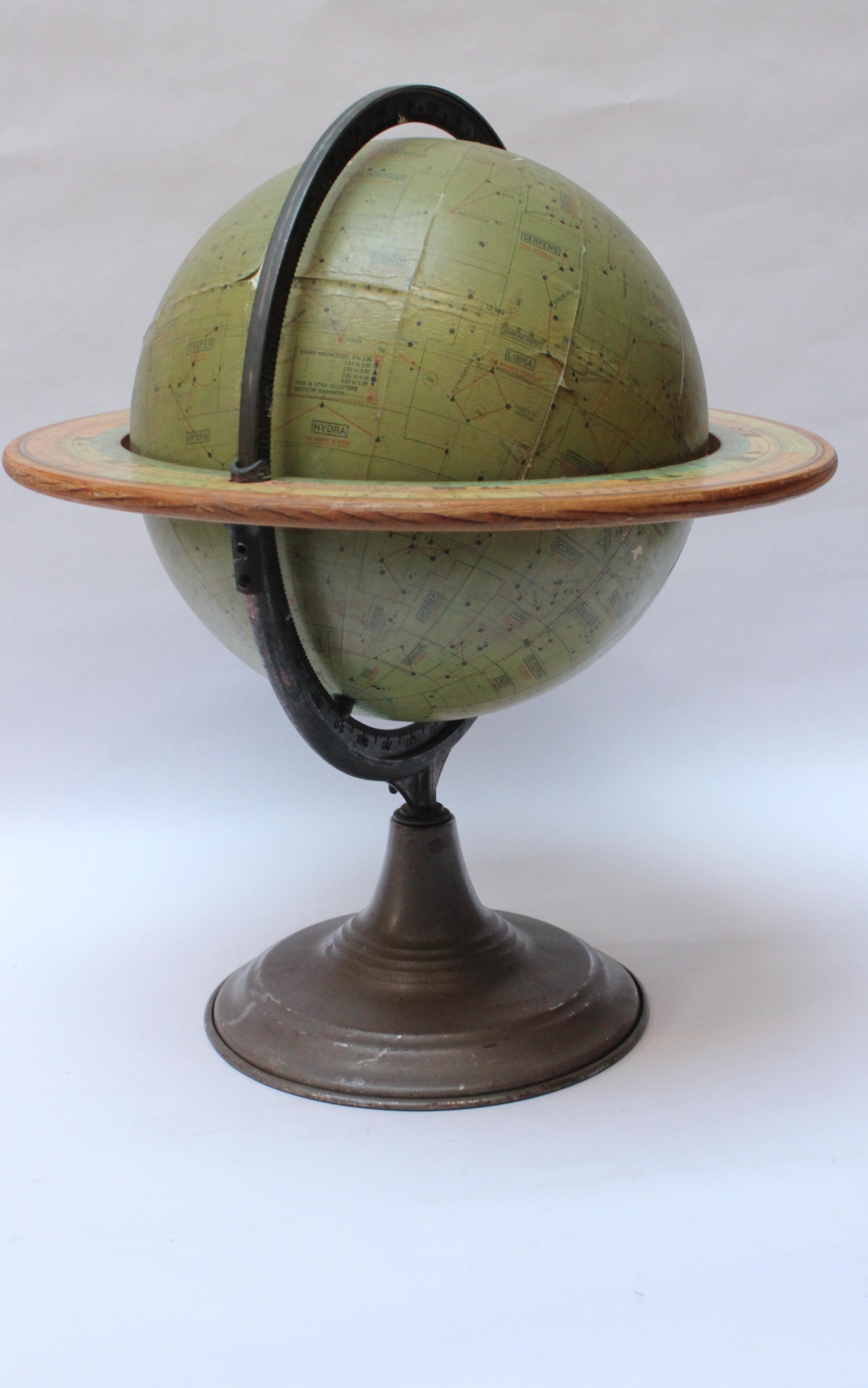 Globo celeste vintage Dennoyer-Geppert Art Decó en venta