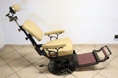 Vintage Dentist Chair in Decorative Iron and Leather by Harvard, 1910s