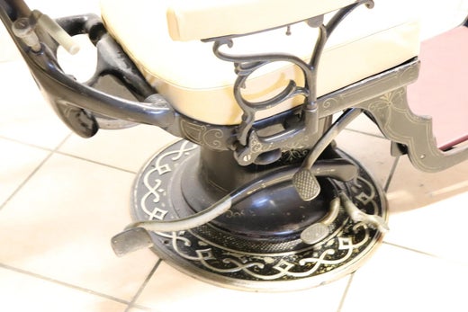 Vintage Dentist Chair In Decorative Iron And Leather By Harvard 1910s For Sale At 1stdibs