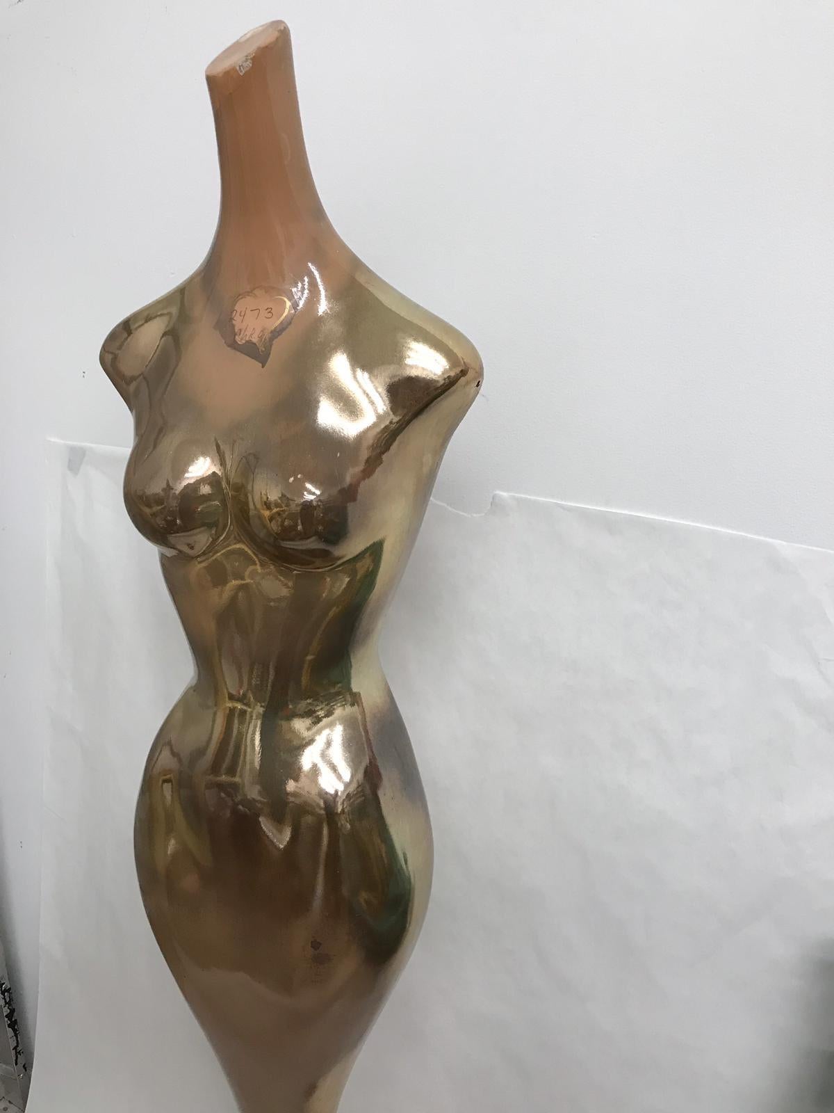 This is an amazing Full floor length mercury finish department store Mannequin from approximately 1950-1960. Extremely well constructed feminine figural sculpture/mannequin.