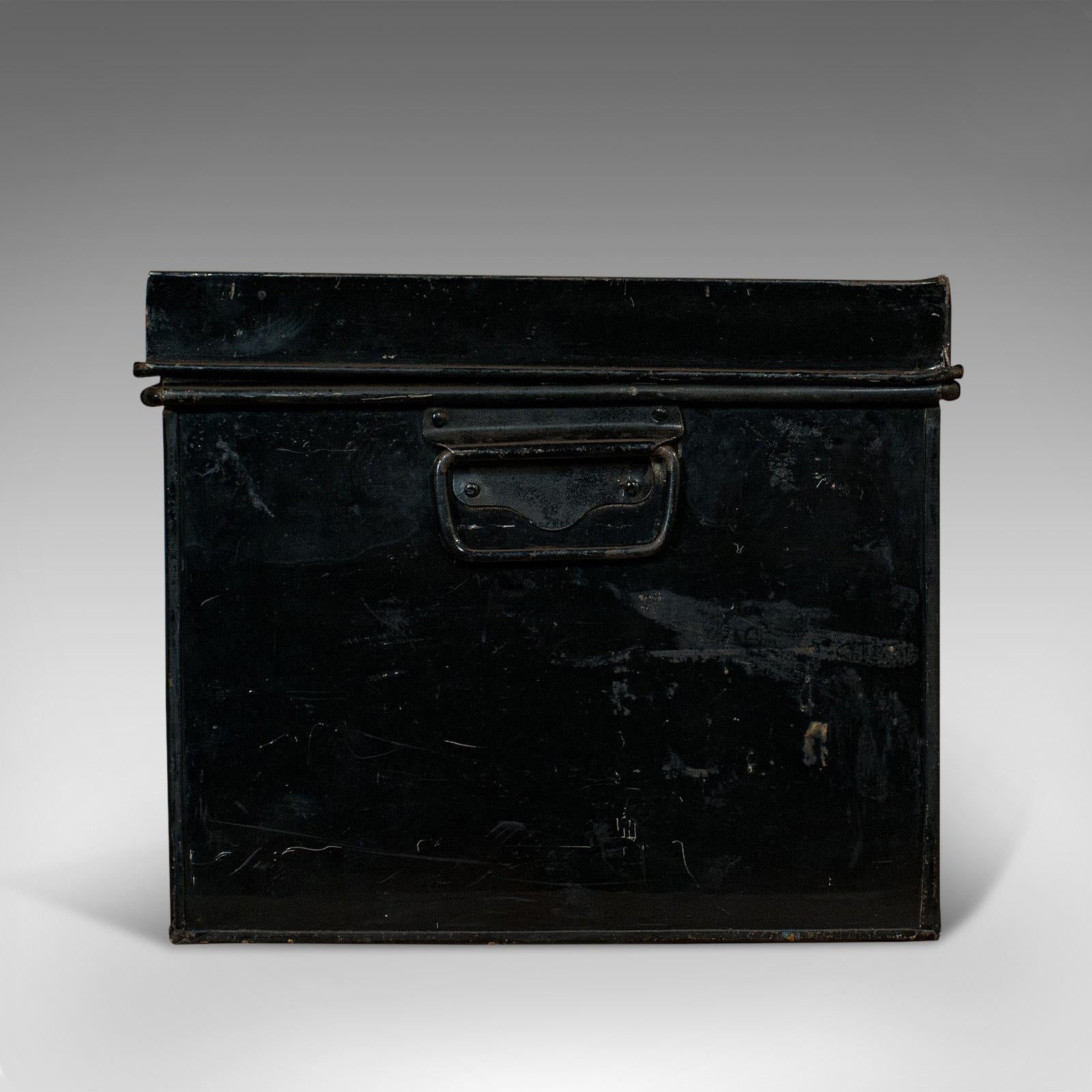 Vintage Deposit Box, English, Metal, Document Chest, 20th Century, circa 1940 2