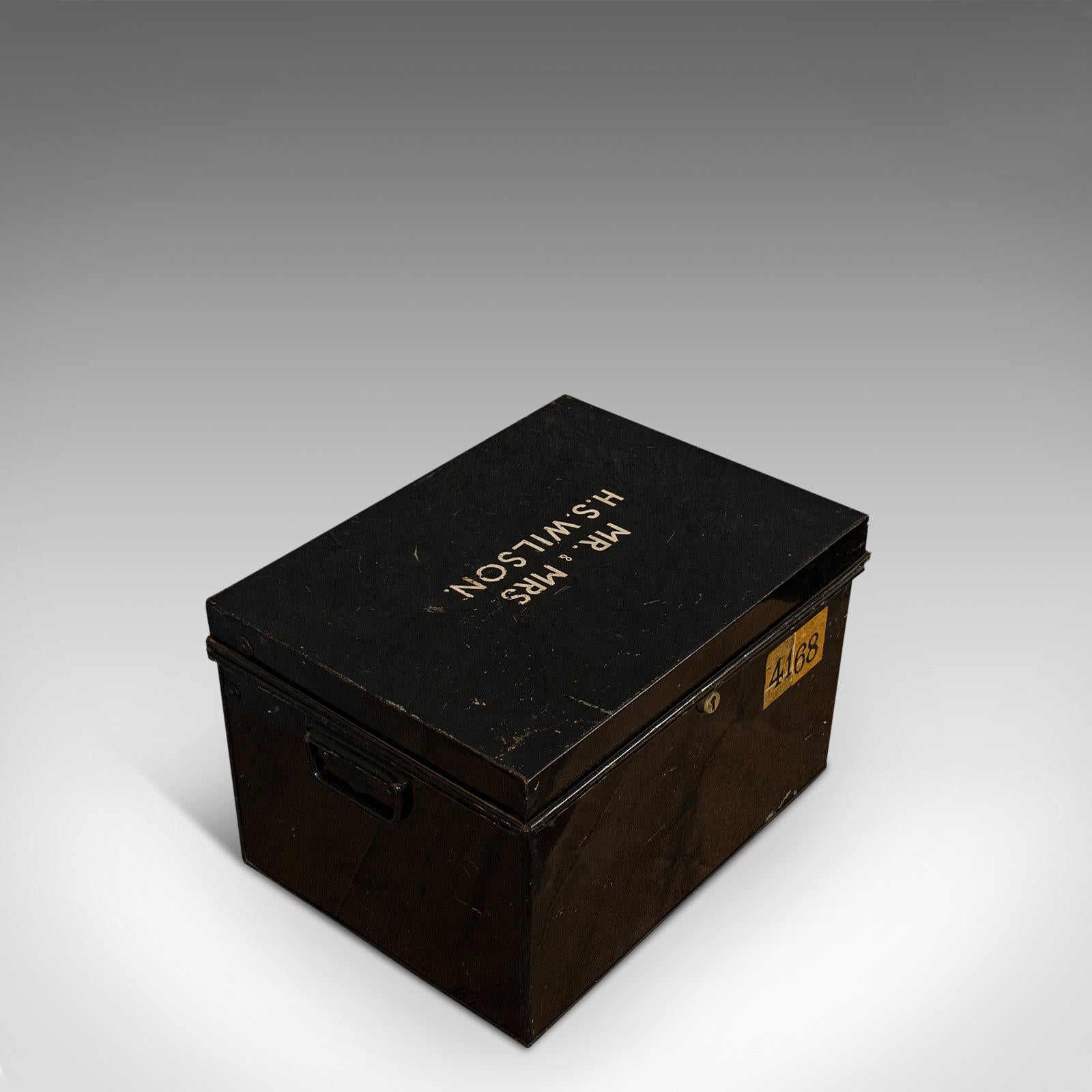 Vintage Deposit Box, English, Metal, Document Chest, 20th Century, circa 1940 4