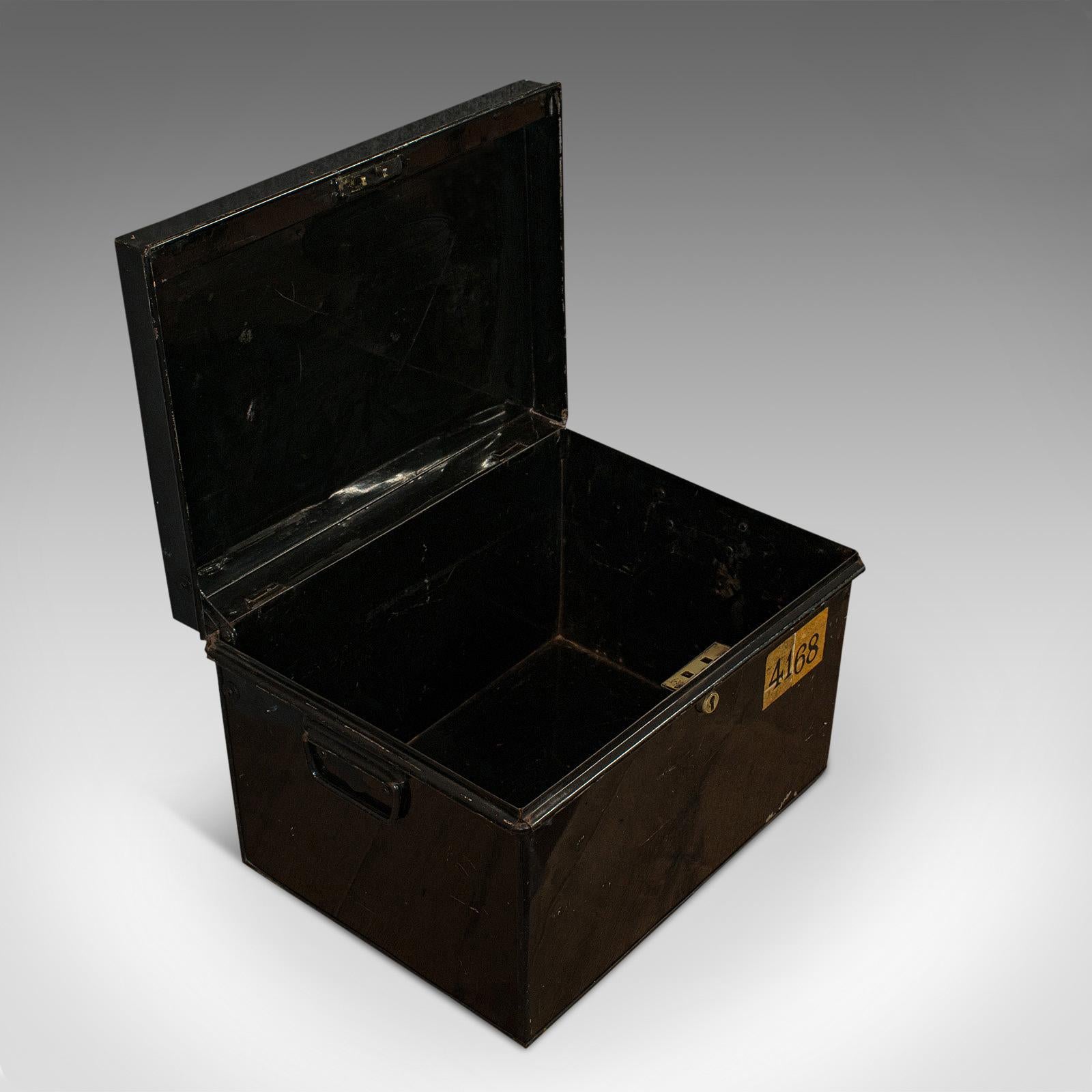 Vintage Deposit Box, English, Metal, Document Chest, 20th Century, circa 1940 5