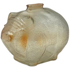 Vintage Depression Glass Piggy Bank, 1950s Anchor Hocking