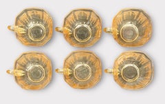 Vintage Depression Glass Set of Six Anchor Hocking Topaz Princess Cups