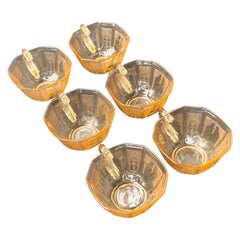 Set vintage di sei tazze di vetro depresso Anchor Hocking Topaz Princess