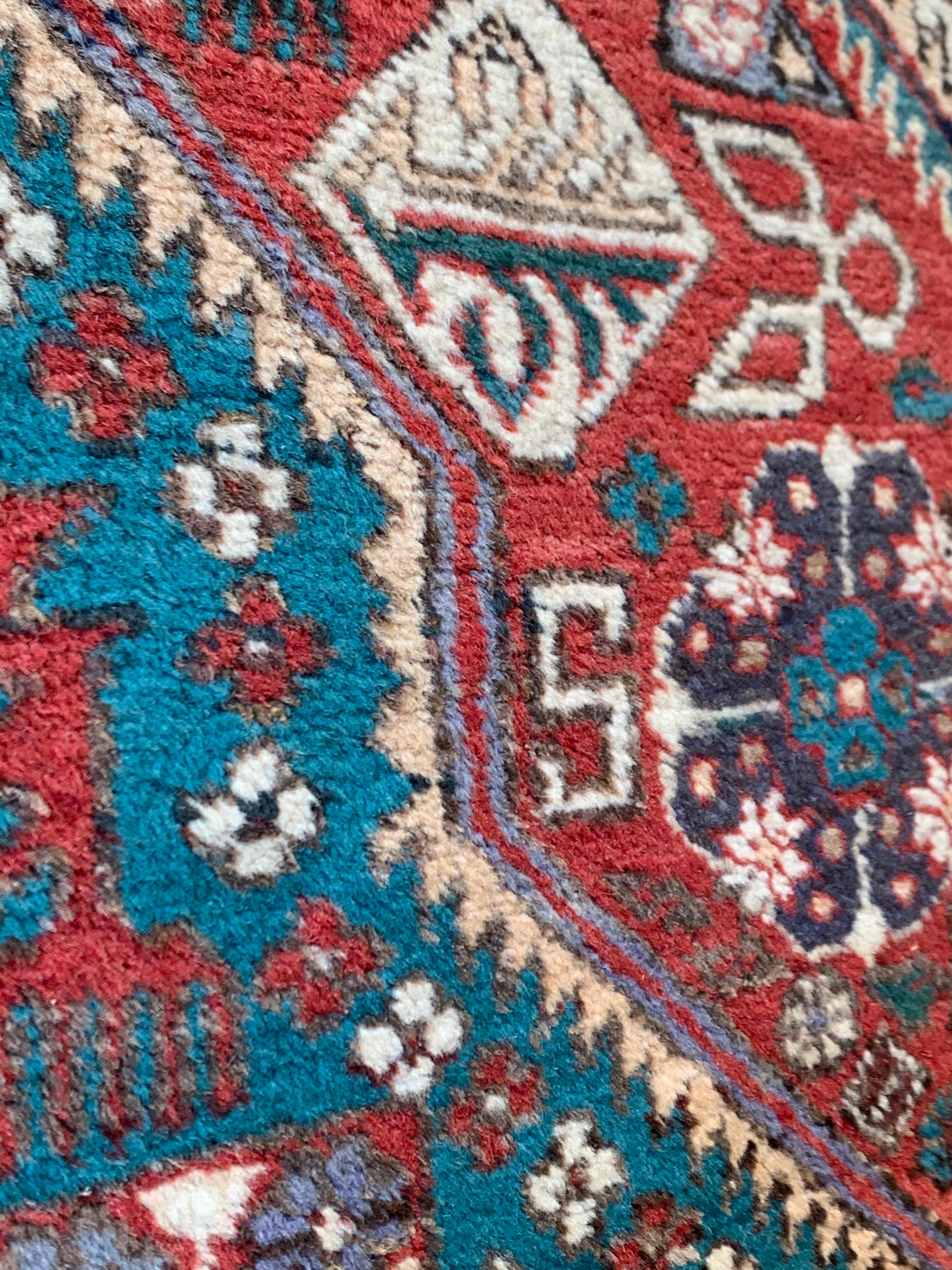 Hand-Woven Vintage Derbent Rug in Chajli Kazak Style, circa Mid-1960s For Sale