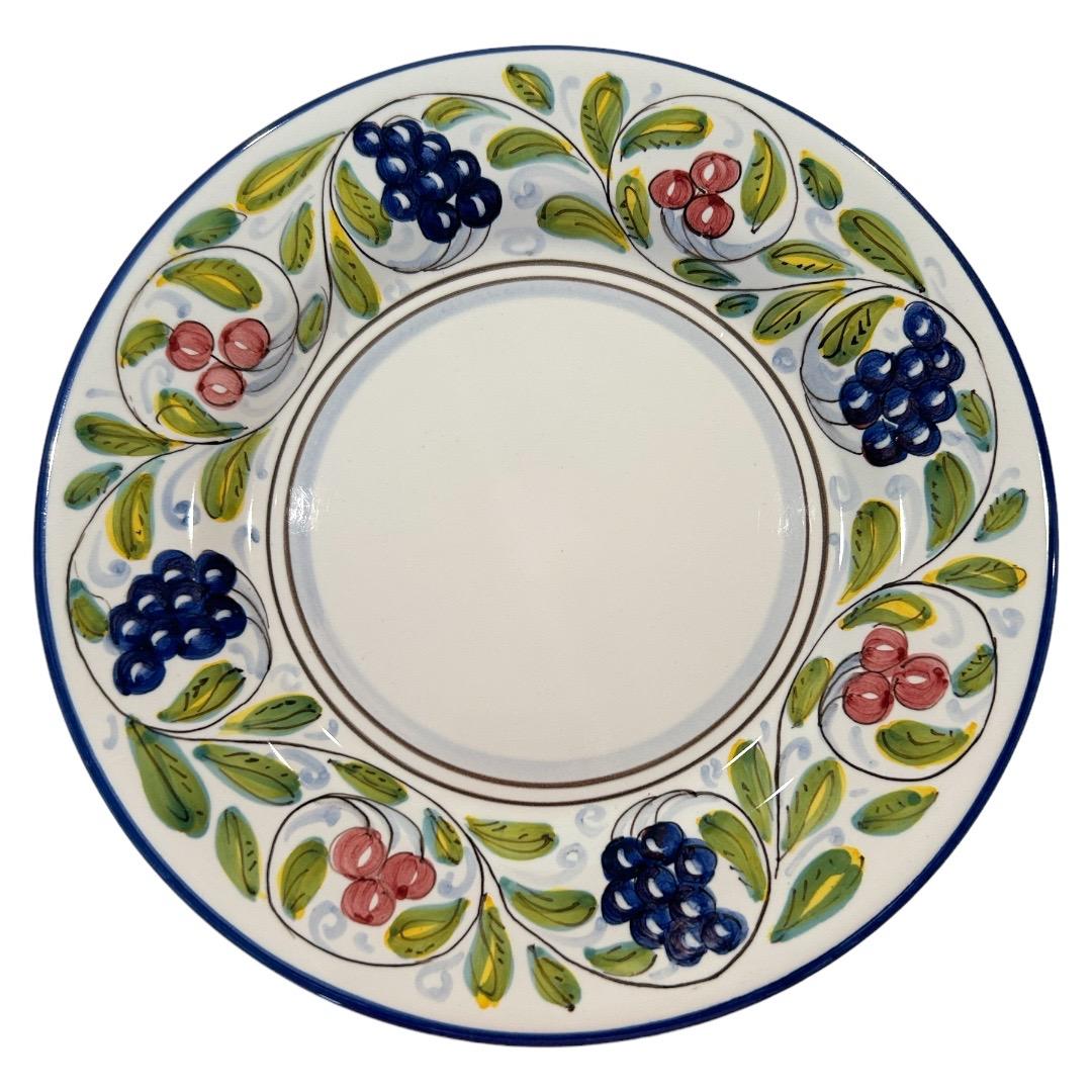 Italian Vintage Deruta “Frutta” Design W/Grapes & Cherry Salad/Dessert Plates 'Set of 6' For Sale
