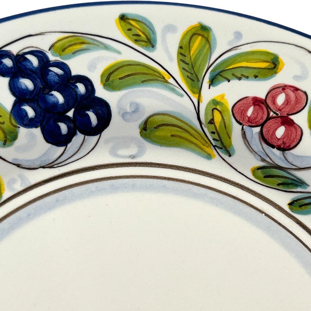 20th Century Vintage Deruta “Frutta” Design W/Grapes & Cherry Salad/Dessert Plates 'Set of 6' For Sale