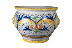 Vintage Deruta Maiolica dipinta a mano con la faccia del sole Jardinière 18"