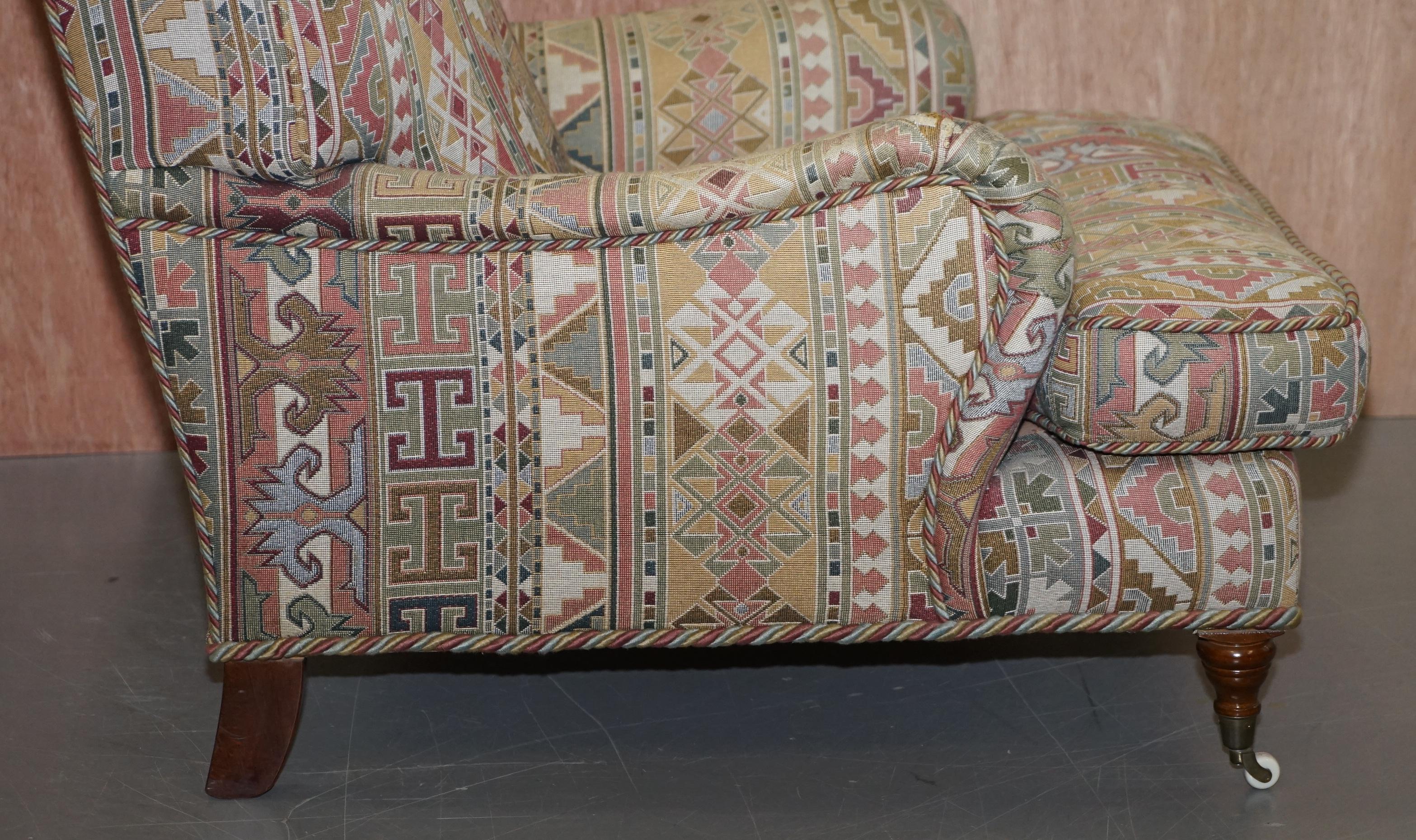Upholstery Vintage Derwent Hand Made in England Kilim Pattern Howard Armchair with Castors