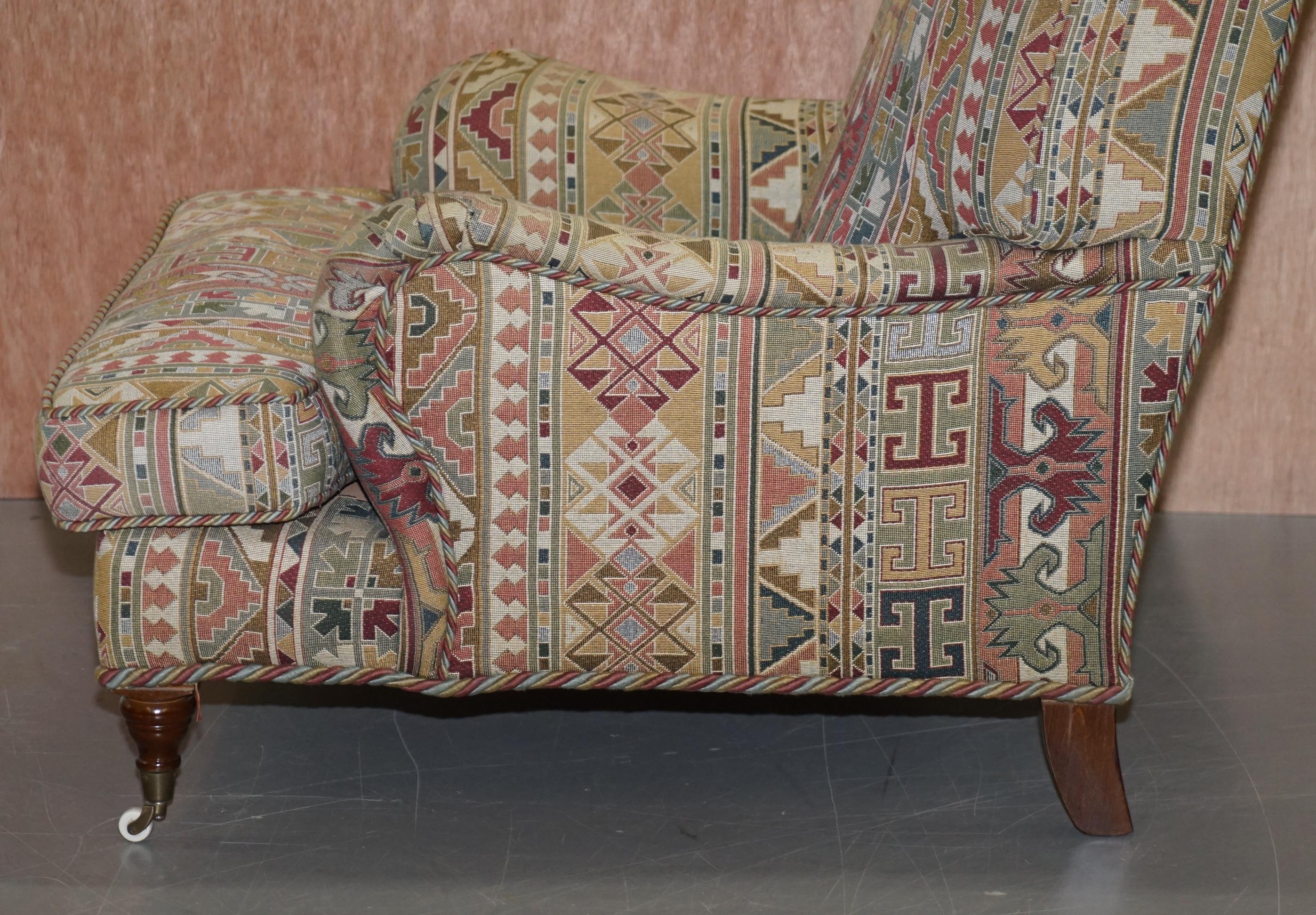 Vintage Derwent Hand Made in England Kilim Pattern Howard Armchair with Castors 4