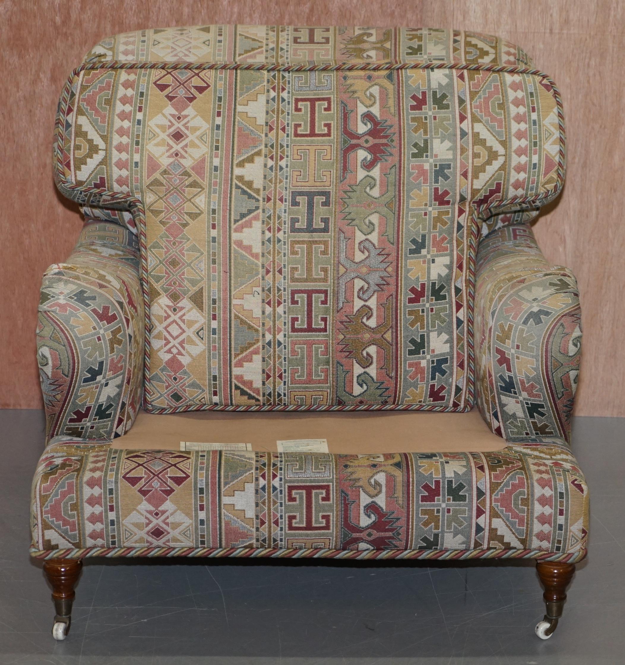Vintage Derwent Hand Made in England Kilim Pattern Howard Armchair with Castors 5