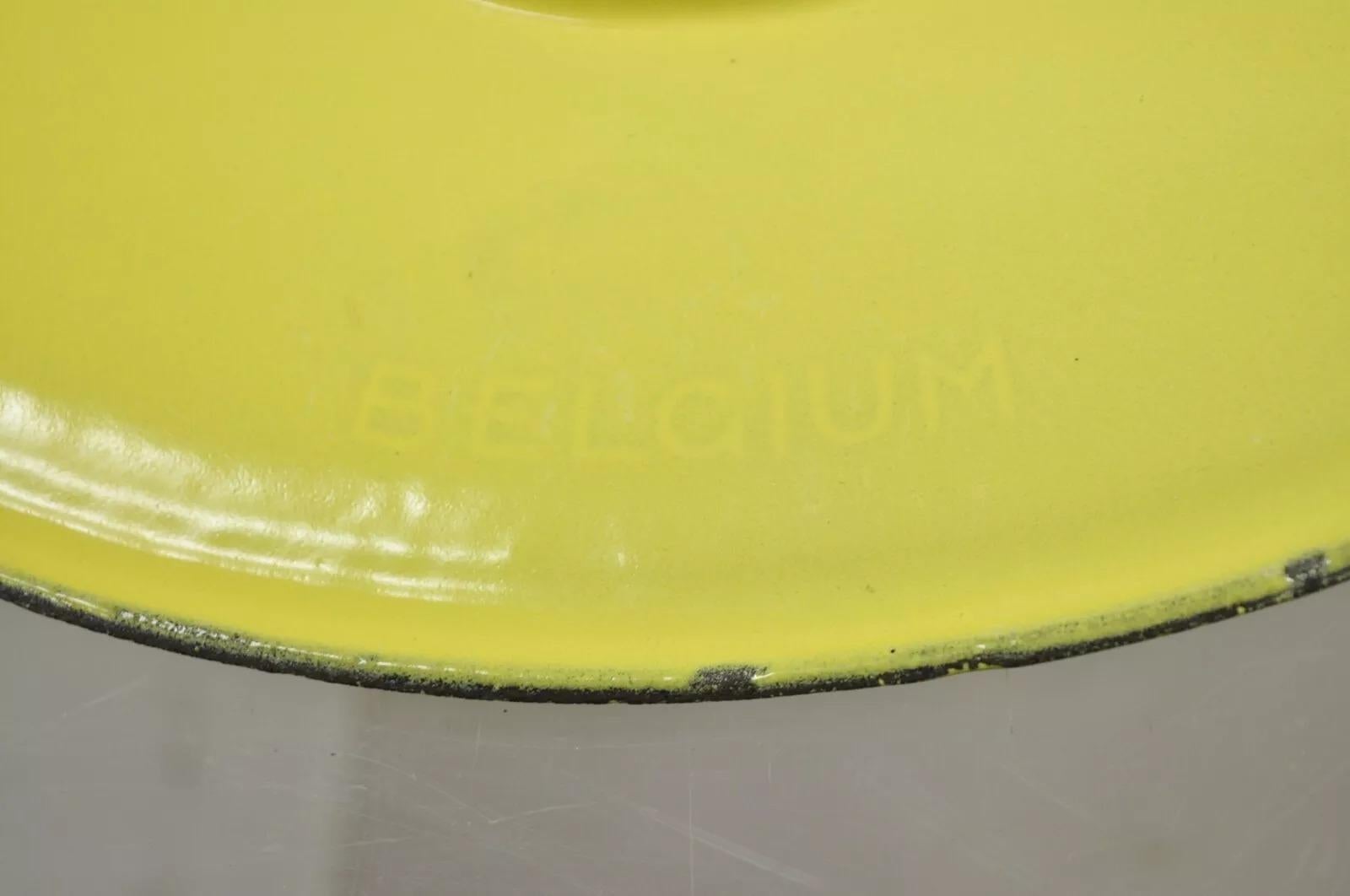 Vintage Descoware Belgium Yellow Cast Iron Enamel Oval Lidded Casserole Pot 3