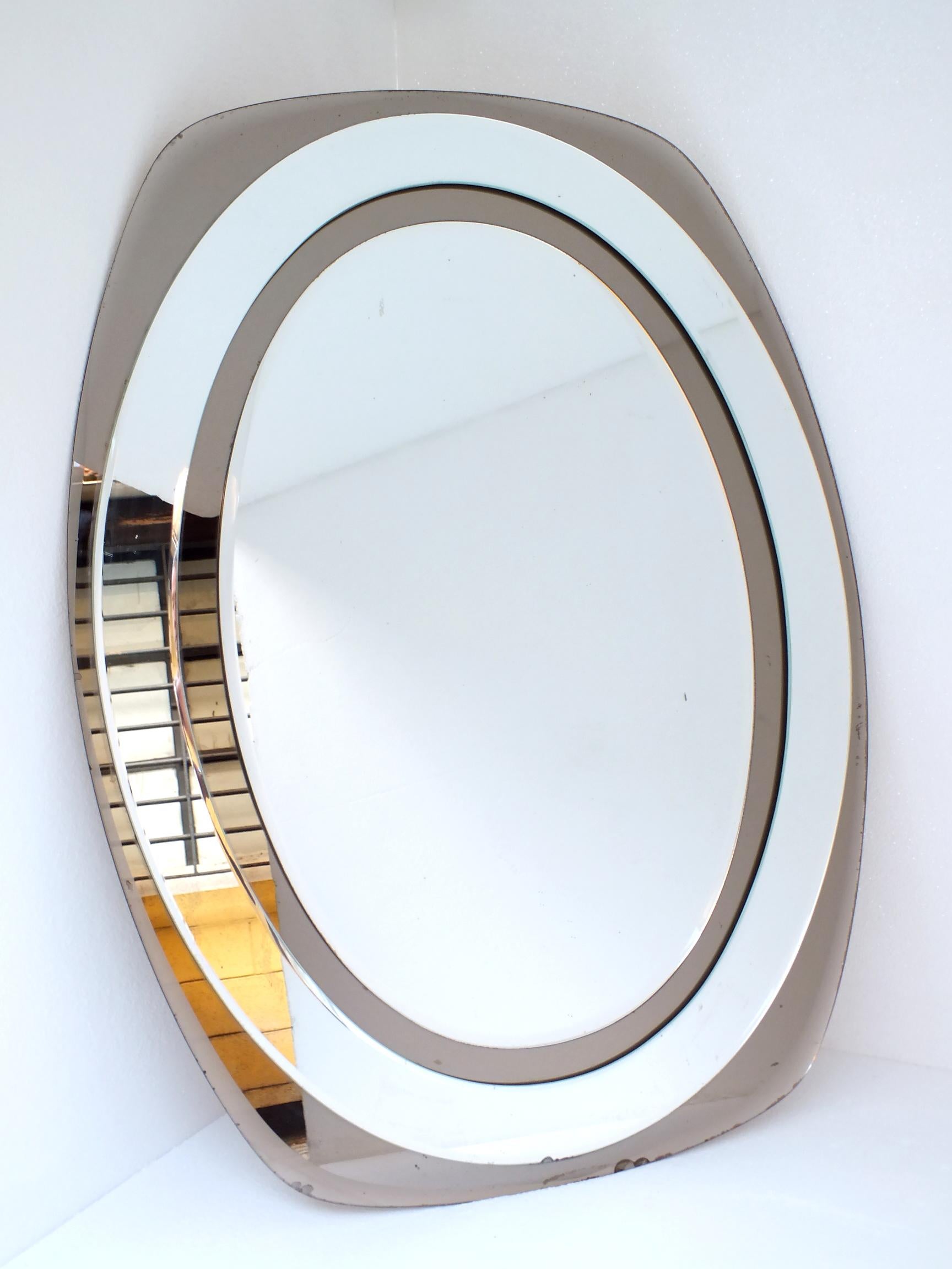 Italian Vintage Design '50s Metalvetro Galvorame Wall Mirror For Sale